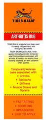Tiger Balm Arthritis Rub 2-pack display for convenient ongoing relief.