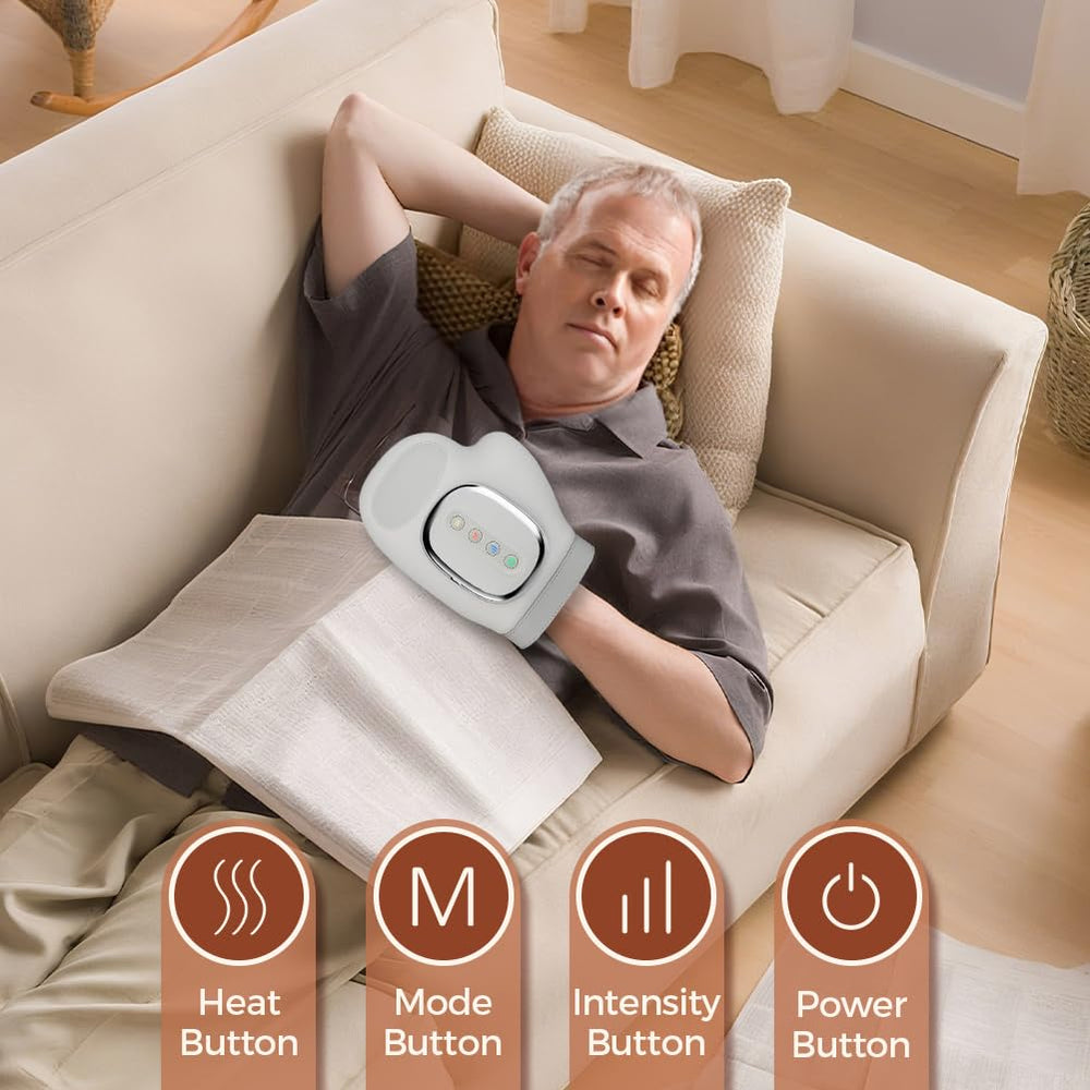 Tiiyee hand massager compression modes target fingers and palm.