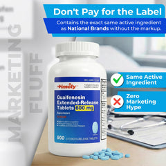 TIME-CAP LABS guaifenesin tablet being taken with water for steady relief.