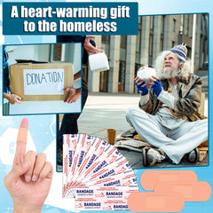 Timgle donation-ready kit with bulk adhesive bandages for outreach.