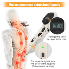 Tirisia acupuncture pen with massage heads enables versatile point stimulation.