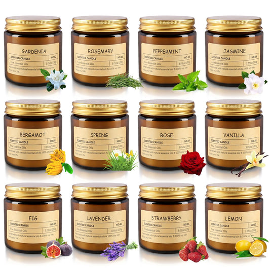 TLNFHRPI 12-piece scented candle set shown for versatile mood lighting