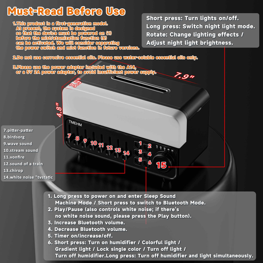 TMEHM 2026 aroma diffuser timer feature for auto off.