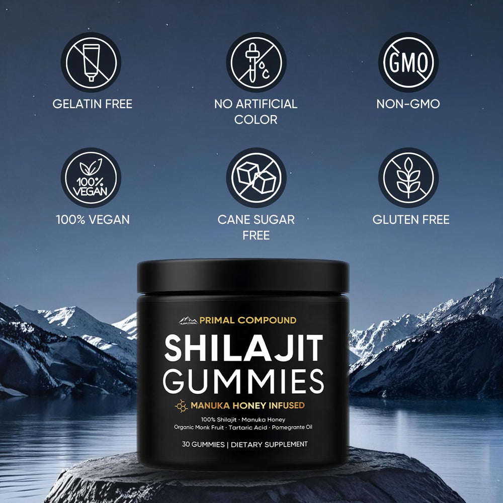 TOGOLIUN Primal Compound Shilajit Gummies highlighting fulvic acid and minerals