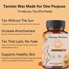 TOGOLIUN tanning gummies texture close-up highlights chewy consistency.