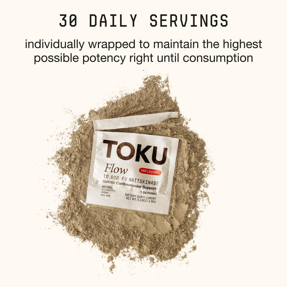 Toku Flow nattokinase blend derived from natto supports enzymes.