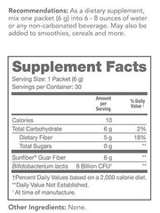 Tomorrow's Nutrition Sunfiber GI on-the-go packets for fiber and probiotics.