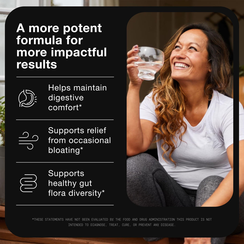 Toniiq 30 strains capsules inside suggests diverse gut support.
