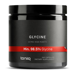 Toniiq Glycine 1300mg bottle showing high-strength potential for restful sleep support.
