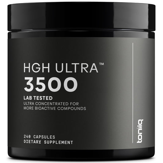 Toniiq HGH supplements bottle front view highlighting a premium blend for daily wellness.