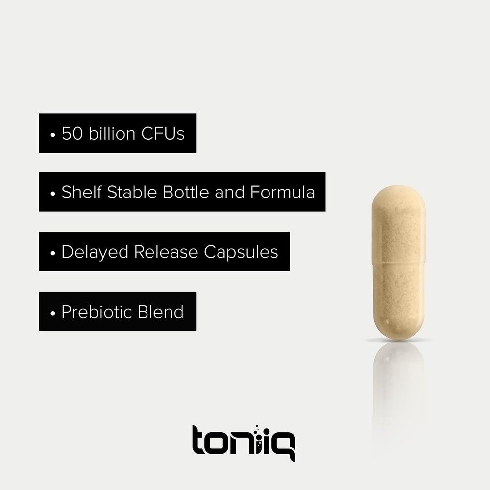 Toniiq probiotic packaging highlighting USA made quality