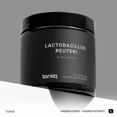 Toniiq L. Reuteri label detail showing ingredients and potency.