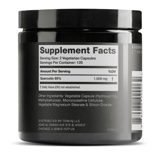 Toniiq Quercetin bottle 240-count offers convenient daily use