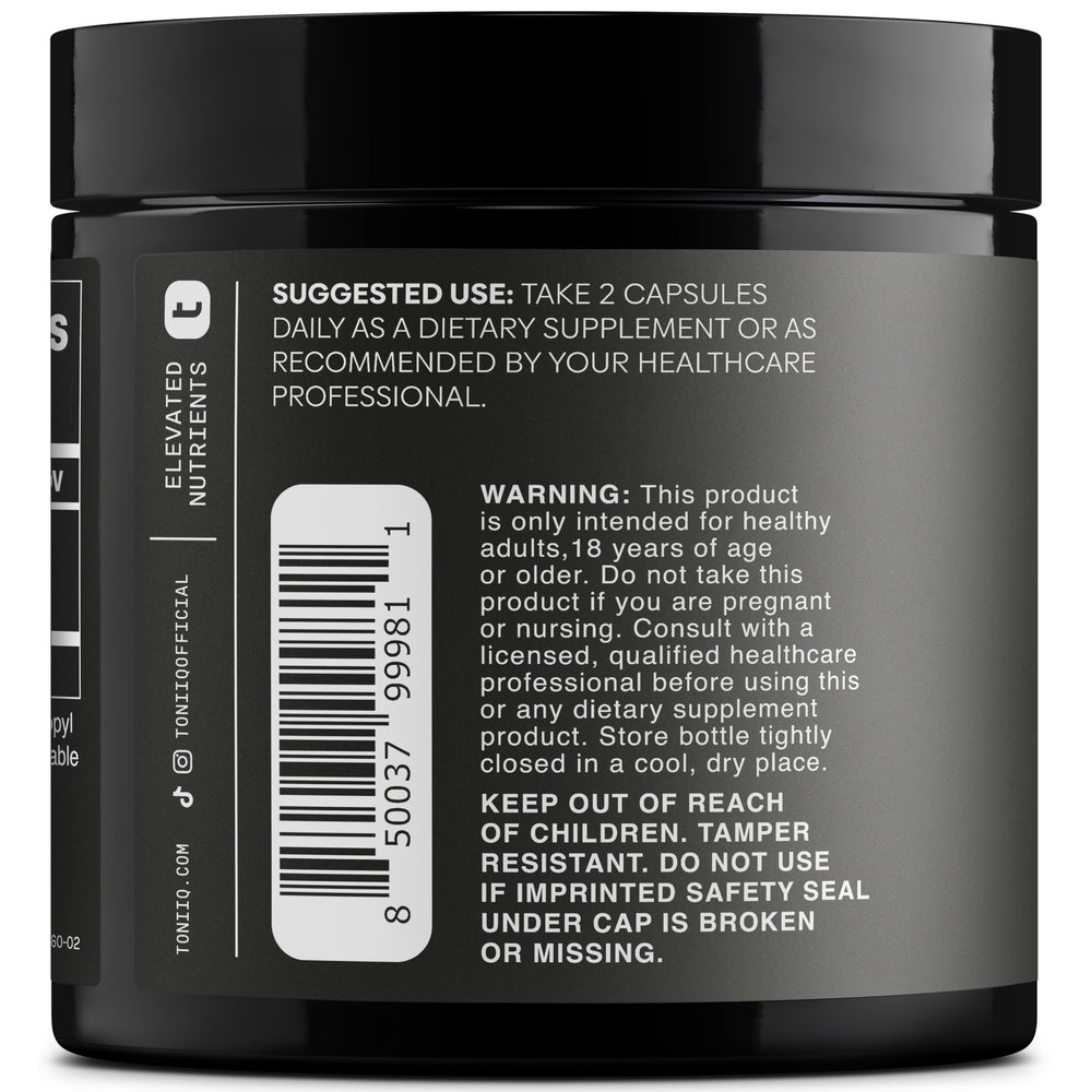 Toniiq red grape skin source indicates premium ingredient origin