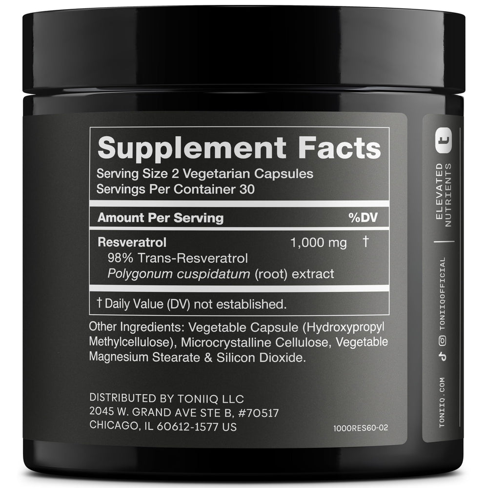 Toniiq resveratrol capsules pack for easy daily supplementation