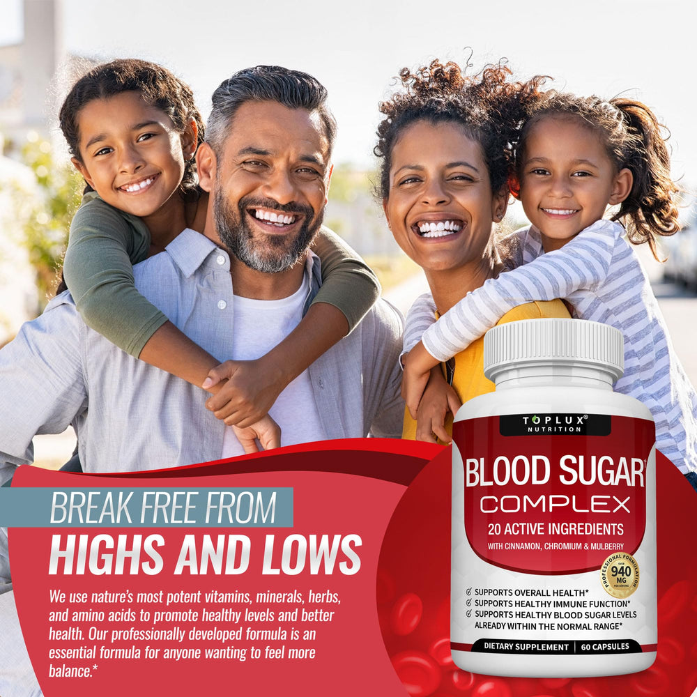 Toplux Blood Sugar Complex capsules close-up for easy daily use