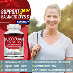 Toplux Blood Sugar Complex label details emphasizing key ingredients