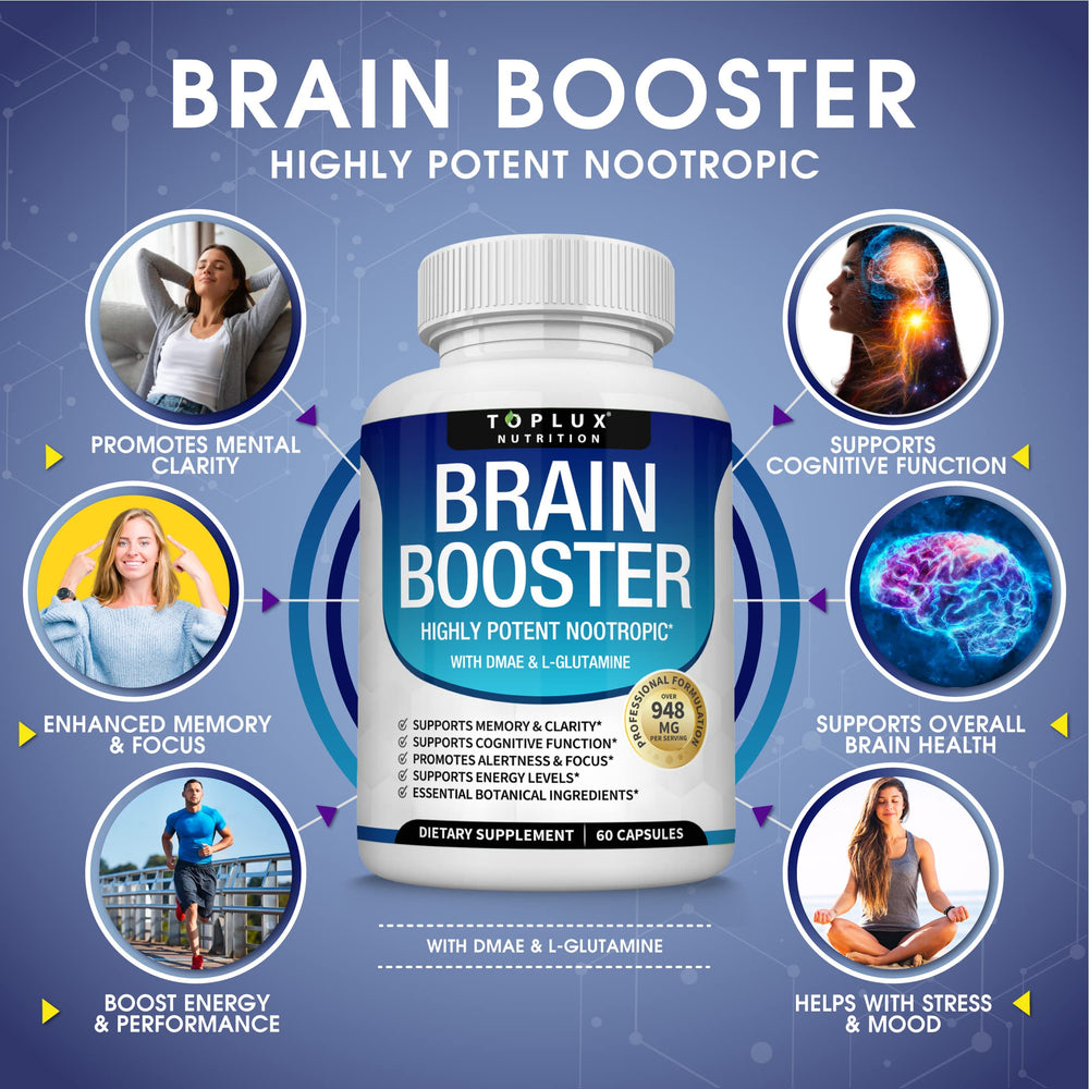 Toplux capsules in hand showcase convenient daily nootropic intake for consistent daily performance.