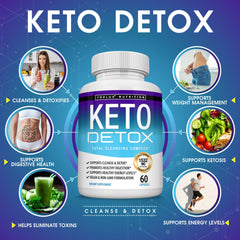 Toplux Keto Detox pills acai berry extract highlight antioxidant-rich formula.