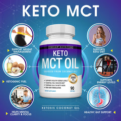 Closeup of Toplux Keto MCT softgels capsules showing easy-to-swallow form.