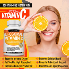 Toplux Liposomal Vitamin C 2100mg capsules ready for daily use.