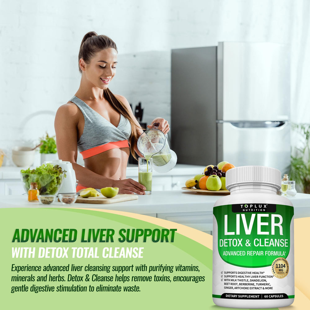 Toplux Liver Detox manufacturing USA label reassures quality and safety.