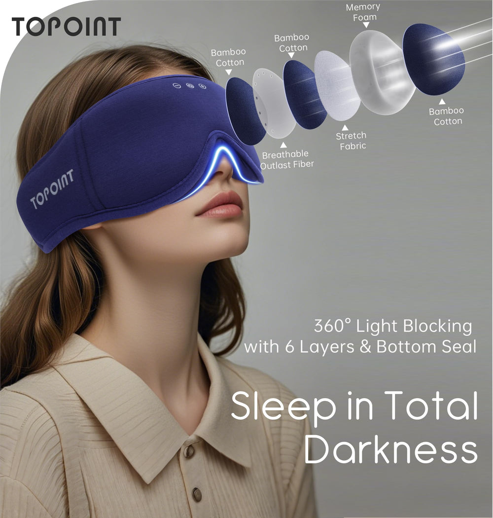 TOPOINT Sleep Mask featuring 3D eye cups for pressure-free comfort