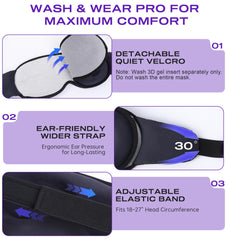 TOPOINT Sleep Mask Removable Gel Cups simplify cleaning and maintenance