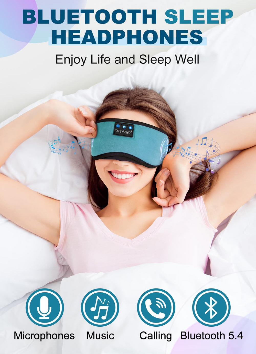 TOPOINT Sleep Mask with soft cotton fabric for eyelid comfort during rest