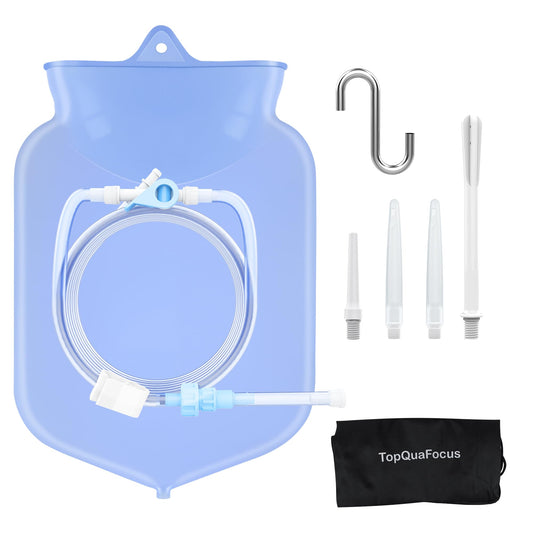 TopQuaFocus 4Qt enema bag clear for easy liquid level visibility.