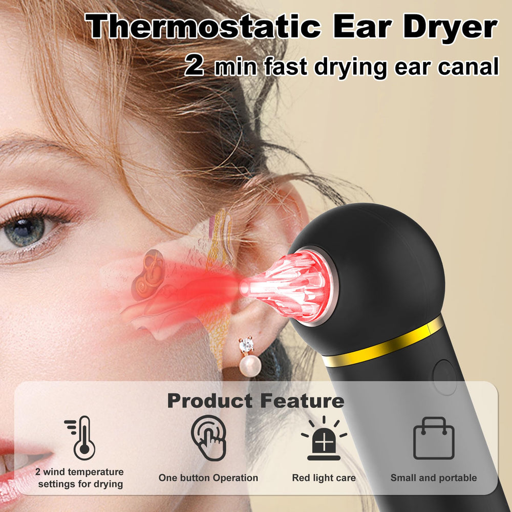 TopQuaFocus ear dryer compact, portable design ideal for travel and on-the-go ear care.