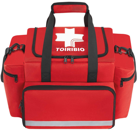 Toribio professional EMT bag top view, organized gear for quick access.