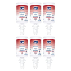Tork alcohol-free foam sanitizer bottle closeup with fragrance-free formula for sensitive skin.