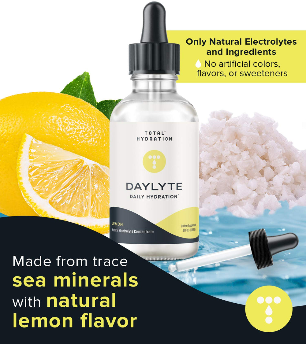 Total Hydration Daylyte lemon packaging reflects a sugar-free hydration option