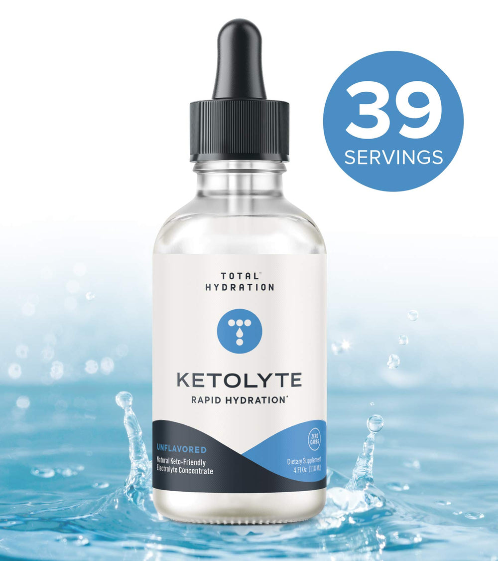 Total Hydration Ketolyte rapid hydration drops close-up for clean, calorie-free electrolyte delivery.