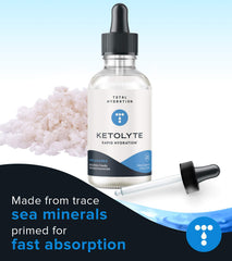 Total Hydration Ketolyte pour shot illustrating easy mixing into water.