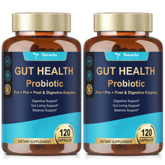 Totaria 14-in-1 bottle front showing the gut health formula for daily balance.