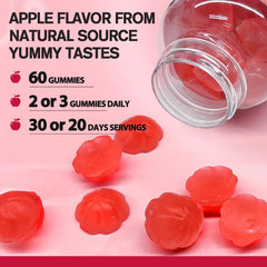 Totaria apple cider vinegar closeup hints tangy flavor in gummies.