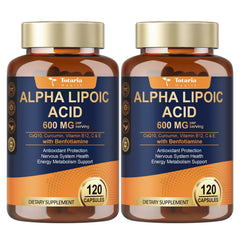 Totaria ALA 600 mg with Benfotiamine 300 mg bottle showing antioxidant formulation for daily support