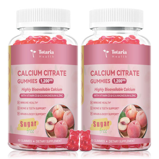 Totaria calcium citrate gummies peach flavor 2-pack for bone health