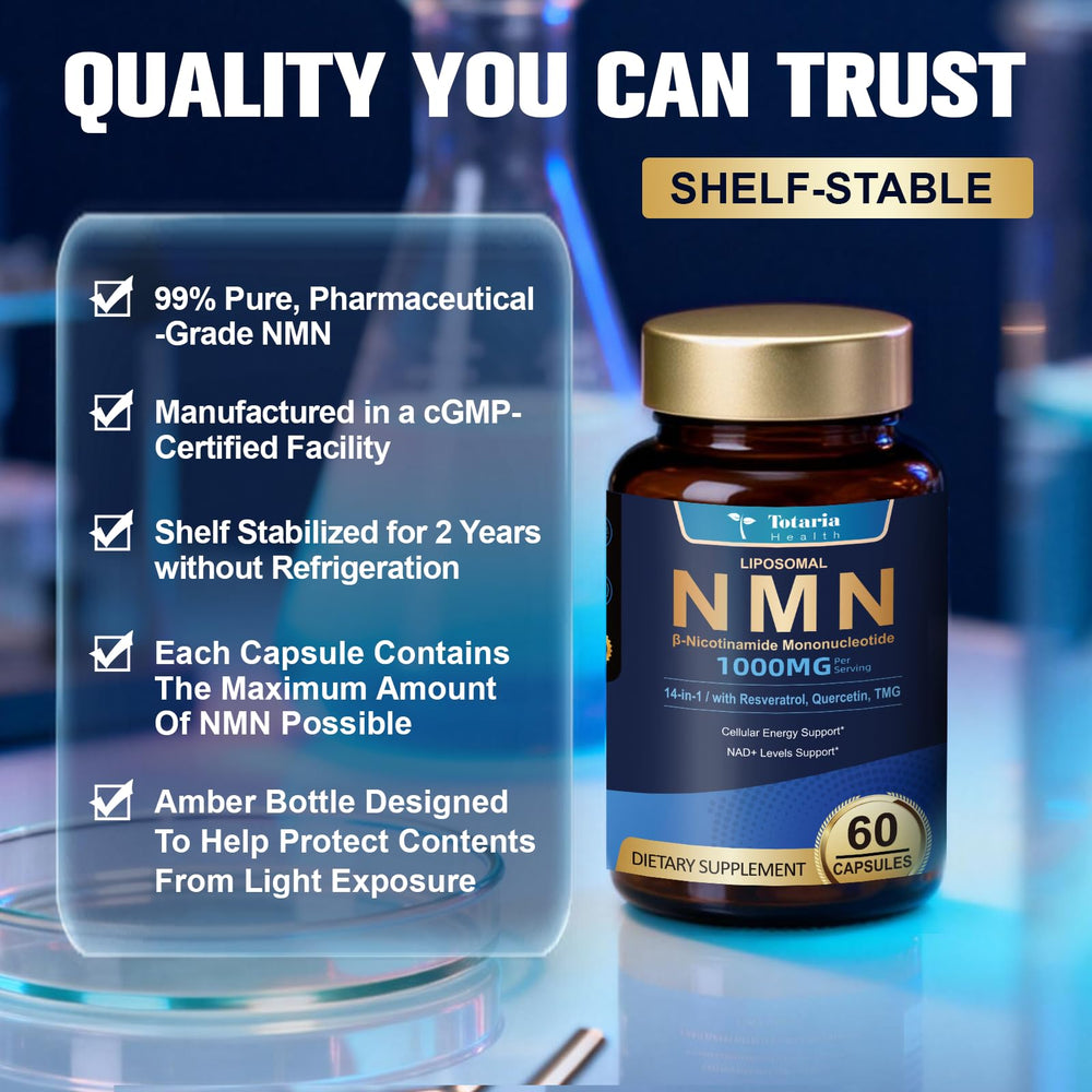 Totaria ingredients panel emphasizes diverse NAD+-supporting components.
