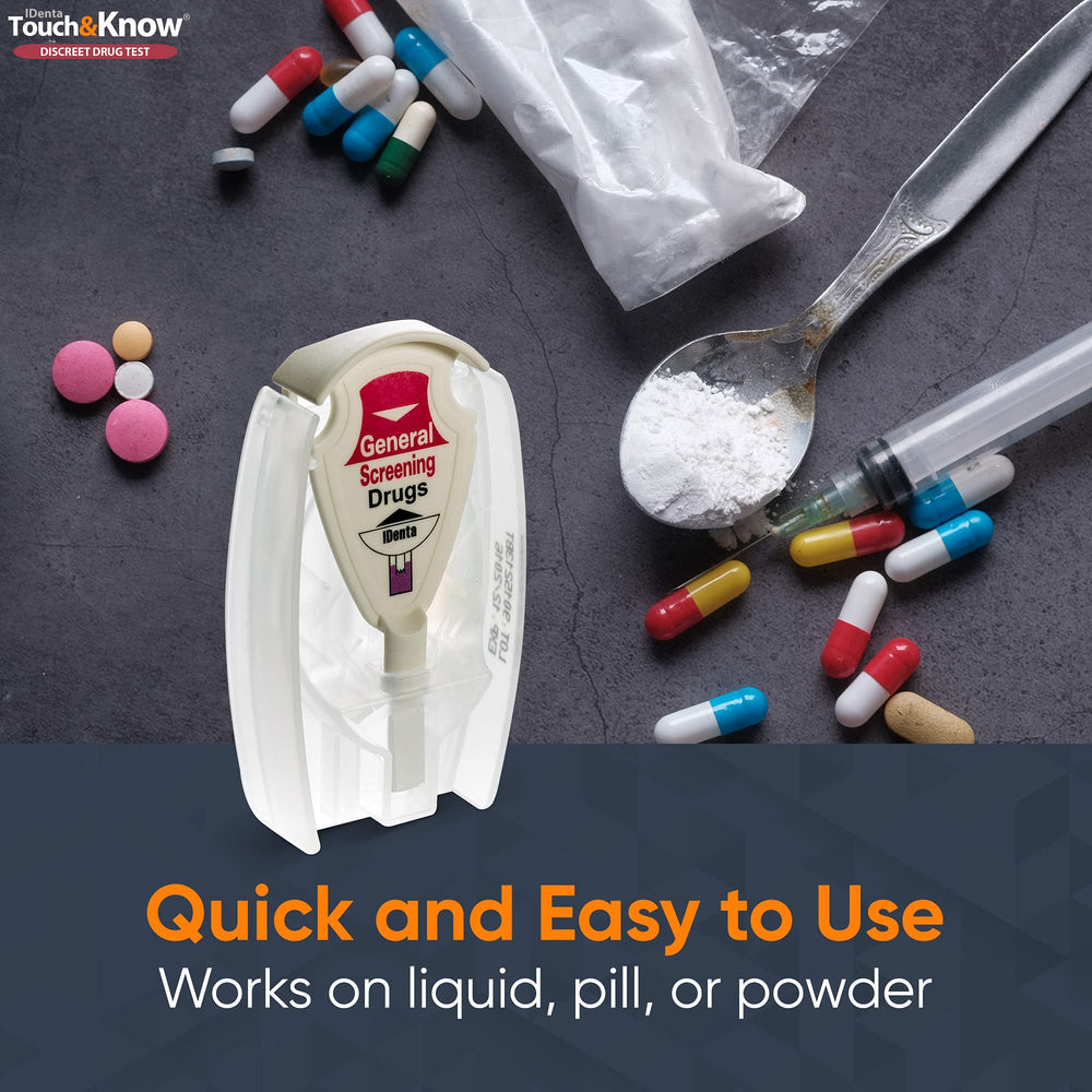Touch&Know Multi Drug Test Kit in hand demonstrates one-handed operation while testing
