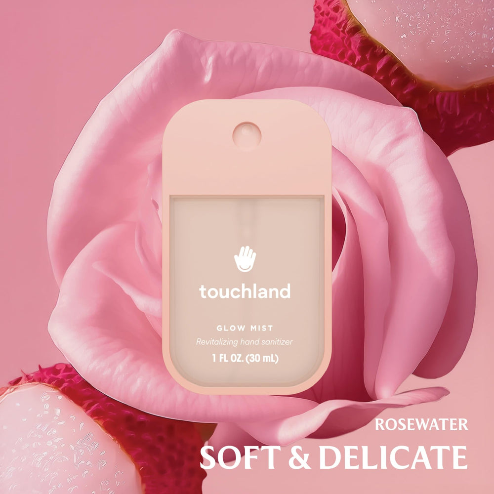 Touchland Gentle Mist bottle with Lily of the Valley scent label close-up