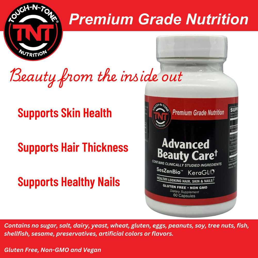 TOUGH-N-TONE packaging box displayed for vegan beauty supplementation.