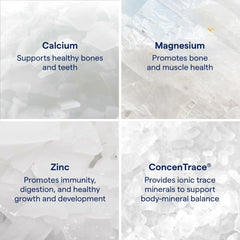 Trace Minerals Cal/Mag/Zinc dosing spoon shows easy measurement for consistent servings.