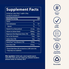 Trace Minerals Cal/Mag/Zinc gluten-free label signals clean daily supplementation.