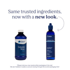 Trace Minerals Colloidal Silver ingredients label highlights 99.999% purity