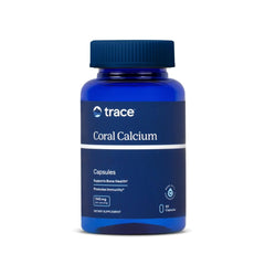 Trace Minerals Coral Calcium bottle front shows the high-absorption formula for bone support
