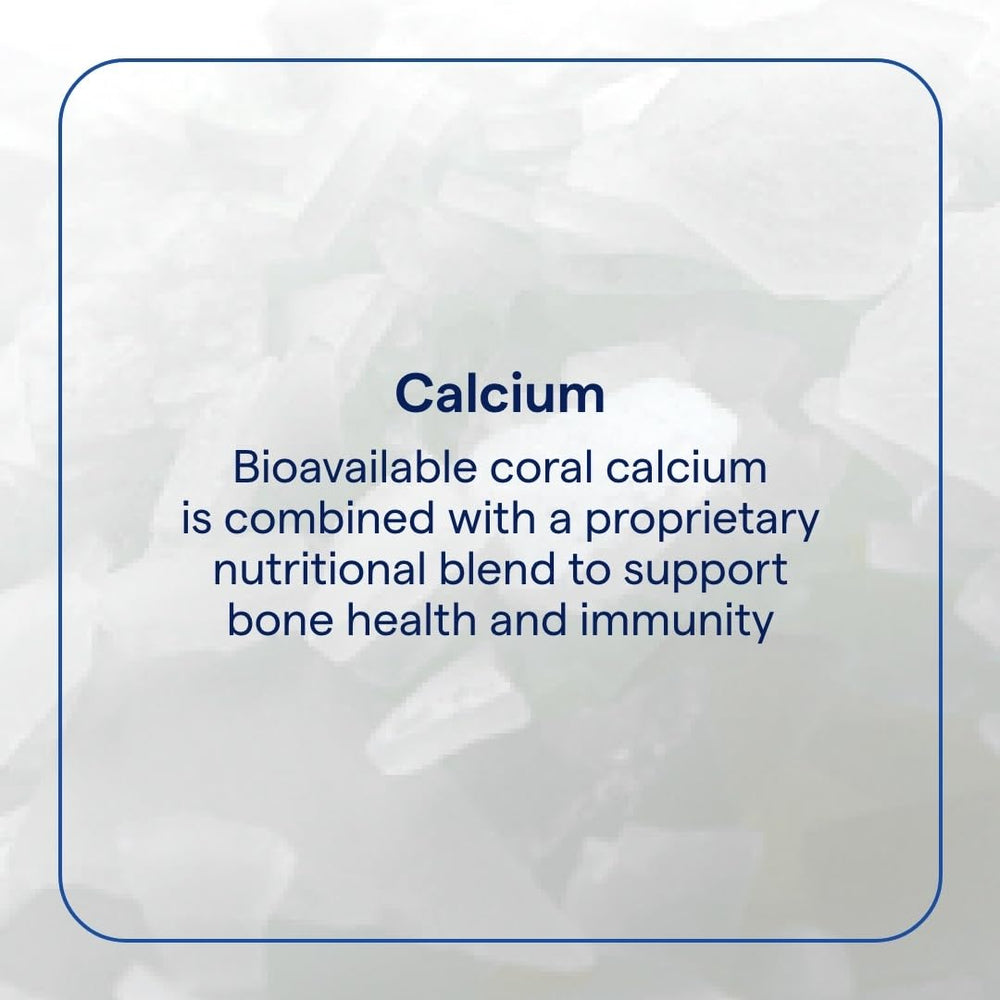 Trace Minerals Coral Calcium bottle pour demonstrates easy daily intake with meals