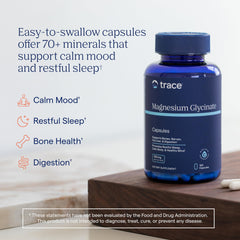 Trace Minerals Magnesium Glycinate capsules for daily restful sleep support.